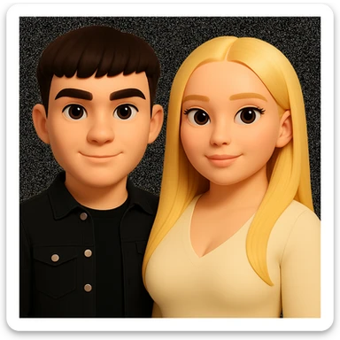 Slightly increase the volume of the upper body of the girl, slightly turn her to face forward, and make the skin color uniform. Maintain the cartoonish 3D style as in the reference image. sticker