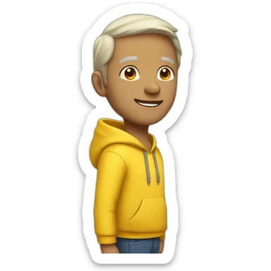 A mature boy wearing yellow hoodie sticker