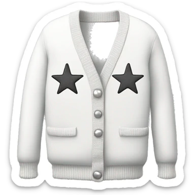 White cardigan with 3 silver star patches sticker