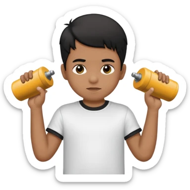 niño trigueño de cabello negro tocando la batería  sticker