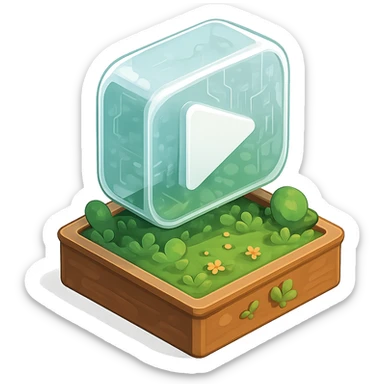 white YouTube play button inside a garden box sticker