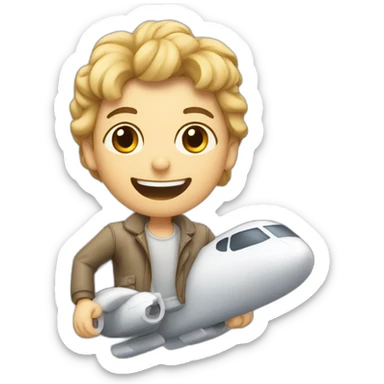 Avion avec une personne qui fait coucou sticker