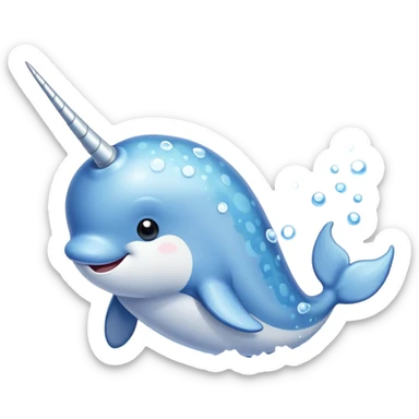 A cute narwhal with its spiraling horn swims through the icy waters, spreading joy and magic sticker