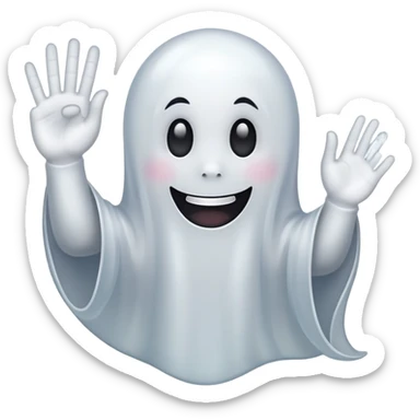 Ghost with hand showing OK, in 10px for reaction in masseges chat sticker