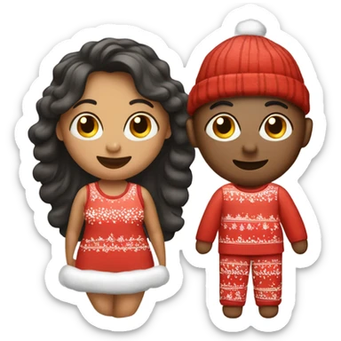 Couple with matching christmas pijamas sticker