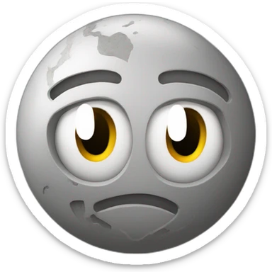 3d sphere with a cartoon stonecutter texture with big kind eyes sticker