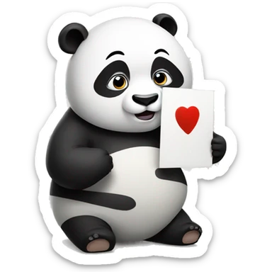 A fat panda holding a sign saying sad sticker