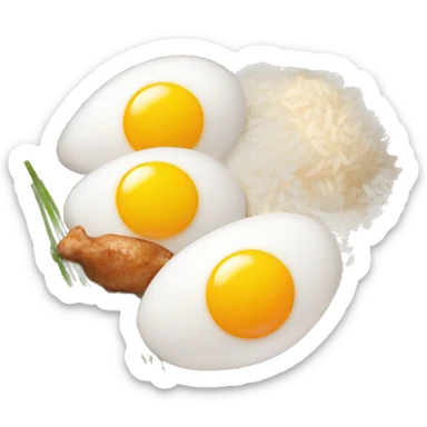 rice bowl with two eggs and two chicken drumstick sticker