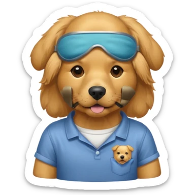 a dog hero with sleep mask and wearing shirt sticker