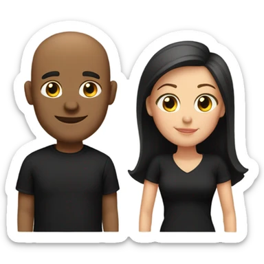Husband and bald wife in black shirts sticker