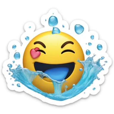 collage salivating emoji with heart eyes emoji and water sticker