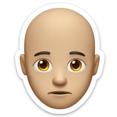 Very sad bald emoji with very big frown and big forehead sticker