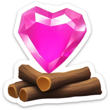 Pink Crystal heart in fireplace  sticker