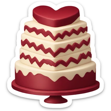 Vintage burgundy and red heart cake sticker