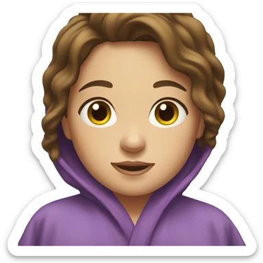 A girl with brown hair in the shower with a robe on sticker