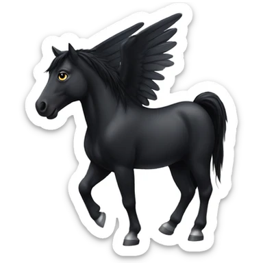 Sleek black horse with wings  sticker