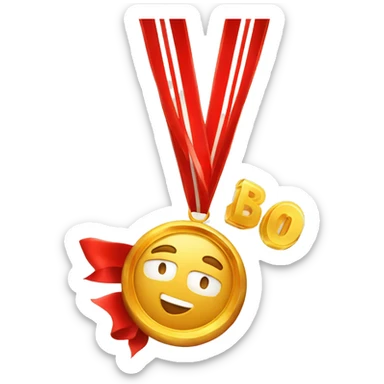 A red medal that has the word Bingo Master sticker