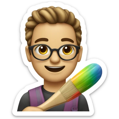 Pintora con arcoíris  sticker