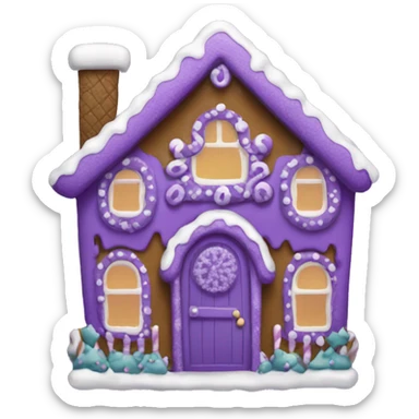 A purple gingerbread house  sticker