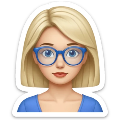 blue glasses and blue dressed woman sticker