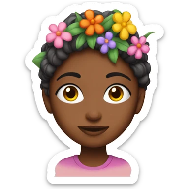 una chica vendiendo flores de colorro sticker