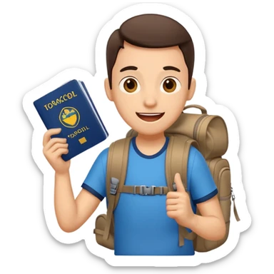 Traveler character with A slight expression of excitement and urgency sticker