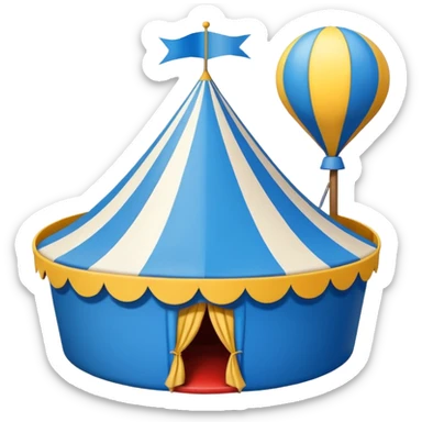 Un emoji de un circo azul con una palomita en el centro sticker