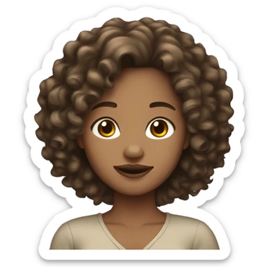 woman light brown skin long dark curly hair sticker