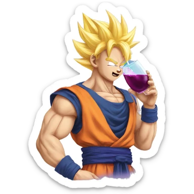 Super saiyan Goku drinking grape juice sticker