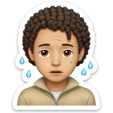 handsome lightskin boy with curls and a good jawlinecrying sticker