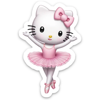 Hello Kitty character in ballet pose with pink tutu sticker