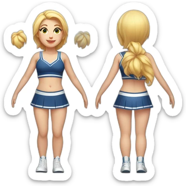 Full body Caucasian curvy cheerleader back and front views sticker