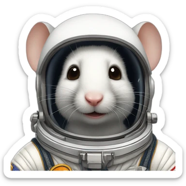astronaut old rat realistic sticker