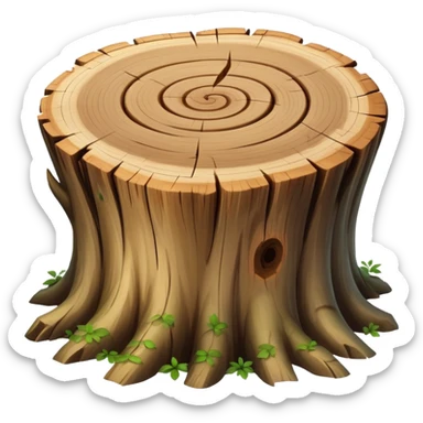 A beautiful pretty natural Tree stump with a swirly pattern in the middle twigs sticking out sticker