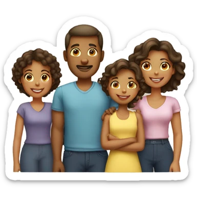 a family with a man, a woman,twe boy and one girls sticker