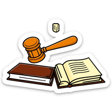 Gavel with law book sticker
