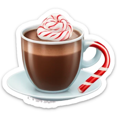 Hot chocolate with a candy cane in it sticker