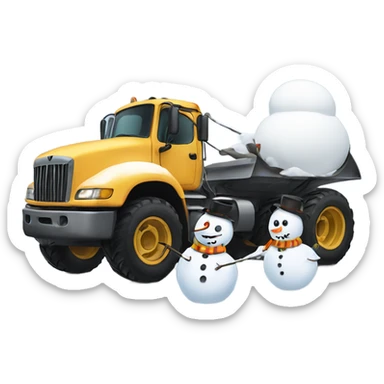 Plow truck pushing snowman sticker
