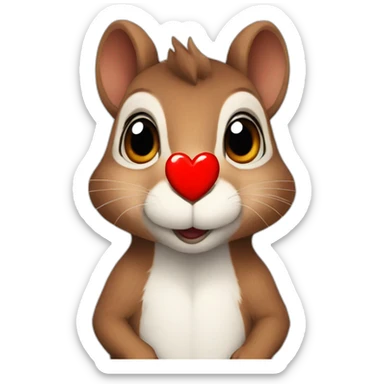squirrel with a red heart on his chest sticker