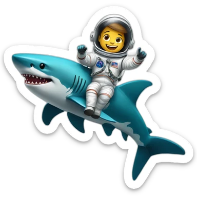 Astronaut riding a shark sticker