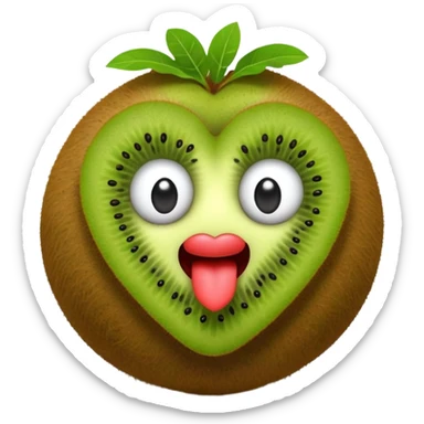 3d kiwi fruit with heart eyes sticker