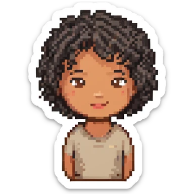character emoji with tan skin and short black curly hair sticker