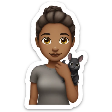 brown girl with her black chinchilla sticker