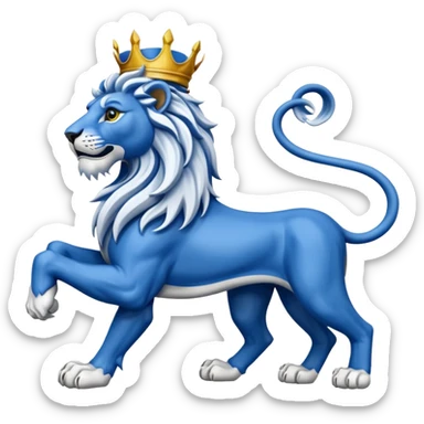 Lion rampant emoji like chelsea football team with blue and white without crest just lion rampant sticker