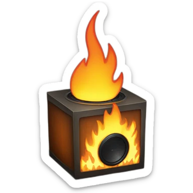 Speaker box with fire sticker