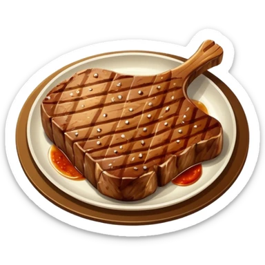 t bone  on plate sticker