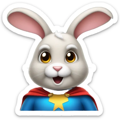 Rabbit dressed as funny super hero sticker