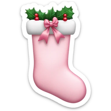 pastel pink Christmas stocking with bow sticker