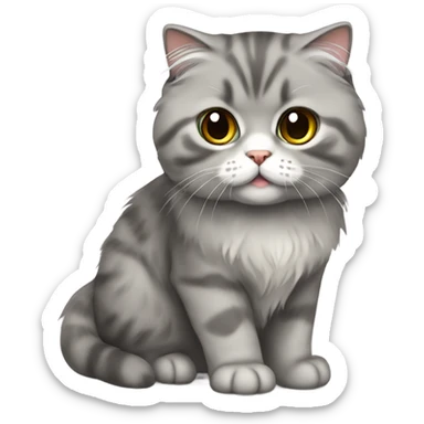 scottish fold cat gray long-haired  sticker