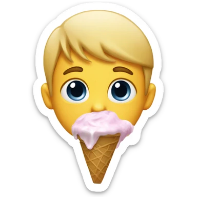 Kid crying with spilled ice cream sticker